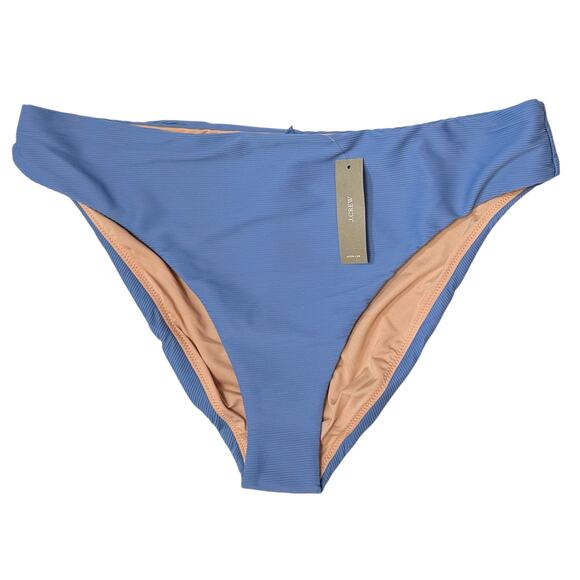 2/$15 NWT J. Crew Ribbed High-Rise Cheeky Bikini Bottom Blue High-Cut Size 2XL - Picture 1 of 6